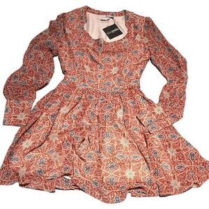 ASOS Patterned Flowy Mini Dress Size 4 petite C19